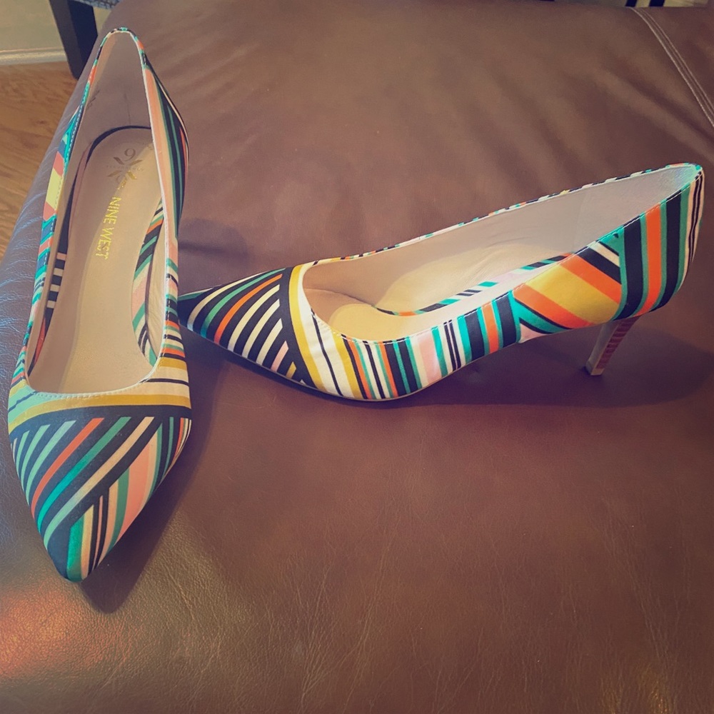 Nine West Multicolor Striped Heels